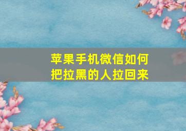 苹果手机微信如何把拉黑的人拉回来