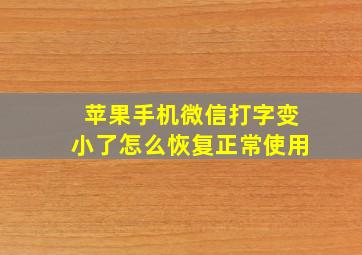 苹果手机微信打字变小了怎么恢复正常使用