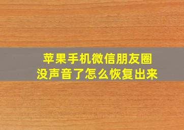 苹果手机微信朋友圈没声音了怎么恢复出来