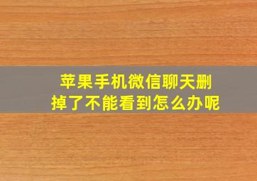 苹果手机微信聊天删掉了不能看到怎么办呢