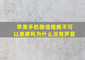 苹果手机微信视频不可以录屏吗为什么没有声音