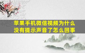 苹果手机微信视频为什么没有提示声音了怎么回事