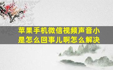 苹果手机微信视频声音小是怎么回事儿啊怎么解决