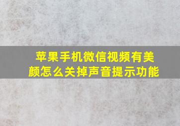 苹果手机微信视频有美颜怎么关掉声音提示功能