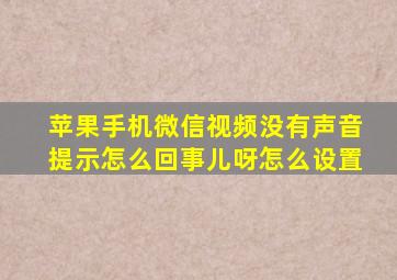 苹果手机微信视频没有声音提示怎么回事儿呀怎么设置