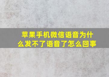 苹果手机微信语音为什么发不了语音了怎么回事