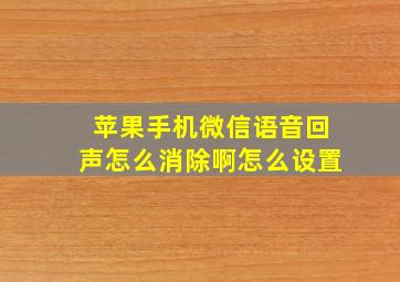 苹果手机微信语音回声怎么消除啊怎么设置