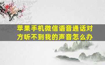 苹果手机微信语音通话对方听不到我的声音怎么办