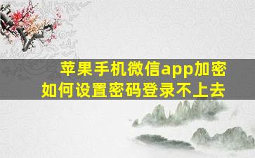 苹果手机微信app加密如何设置密码登录不上去