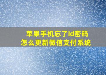 苹果手机忘了id密码怎么更新微信支付系统