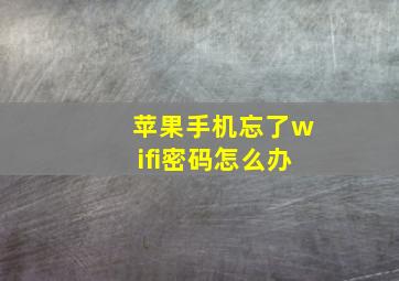 苹果手机忘了wifi密码怎么办