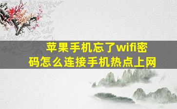 苹果手机忘了wifi密码怎么连接手机热点上网