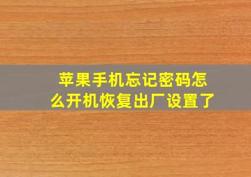 苹果手机忘记密码怎么开机恢复出厂设置了