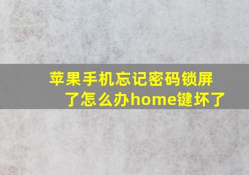 苹果手机忘记密码锁屏了怎么办home键坏了