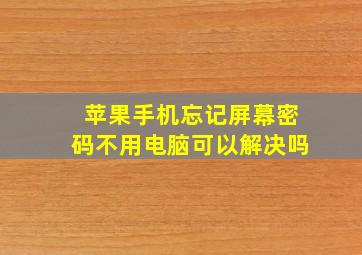 苹果手机忘记屏幕密码不用电脑可以解决吗