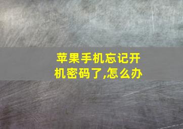 苹果手机忘记开机密码了,怎么办