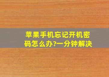 苹果手机忘记开机密码怎么办?一分钟解决