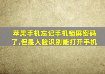 苹果手机忘记手机锁屏密码了,但是人脸识别能打开手机