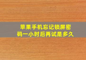 苹果手机忘记锁屏密码一小时后再试是多久