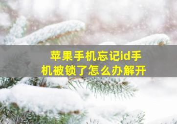 苹果手机忘记id手机被锁了怎么办解开