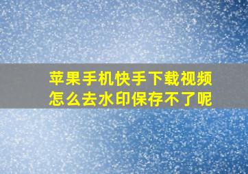 苹果手机快手下载视频怎么去水印保存不了呢