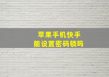 苹果手机快手能设置密码锁吗