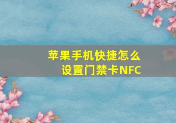 苹果手机快捷怎么设置门禁卡NFC