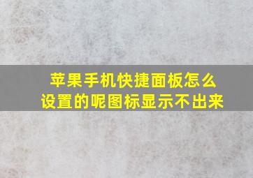 苹果手机快捷面板怎么设置的呢图标显示不出来