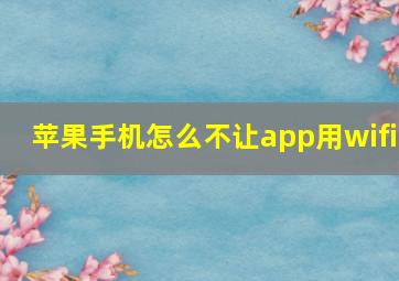 苹果手机怎么不让app用wifi