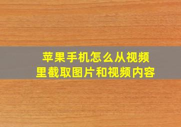 苹果手机怎么从视频里截取图片和视频内容