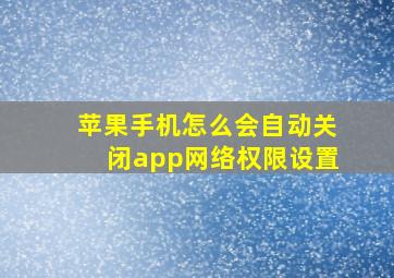 苹果手机怎么会自动关闭app网络权限设置