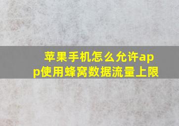 苹果手机怎么允许app使用蜂窝数据流量上限