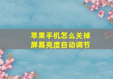 苹果手机怎么关掉屏幕亮度自动调节