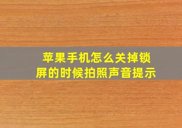 苹果手机怎么关掉锁屏的时候拍照声音提示