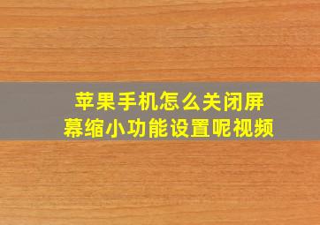 苹果手机怎么关闭屏幕缩小功能设置呢视频