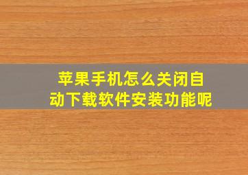 苹果手机怎么关闭自动下载软件安装功能呢