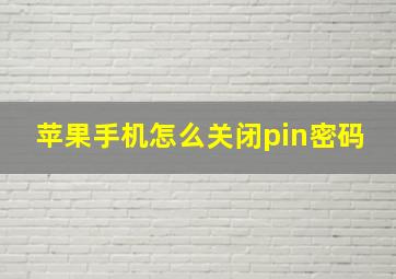 苹果手机怎么关闭pin密码