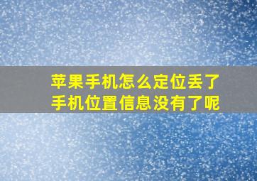 苹果手机怎么定位丢了手机位置信息没有了呢