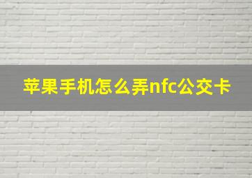 苹果手机怎么弄nfc公交卡