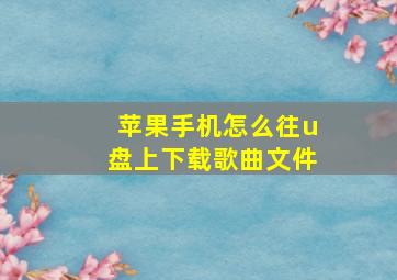 苹果手机怎么往u盘上下载歌曲文件