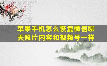 苹果手机怎么恢复微信聊天照片内容和视频号一样