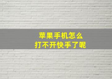 苹果手机怎么打不开快手了呢