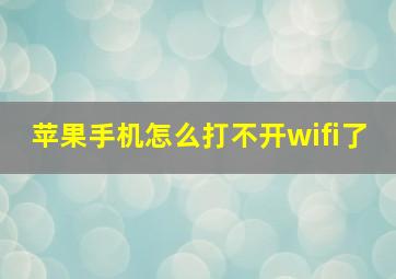 苹果手机怎么打不开wifi了