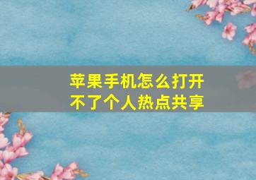 苹果手机怎么打开不了个人热点共享