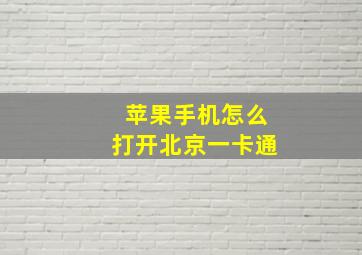 苹果手机怎么打开北京一卡通