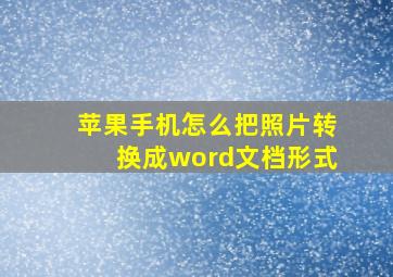 苹果手机怎么把照片转换成word文档形式