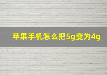 苹果手机怎么把5g变为4g