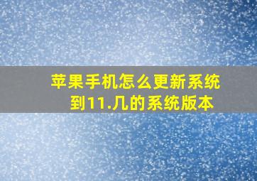 苹果手机怎么更新系统到11.几的系统版本