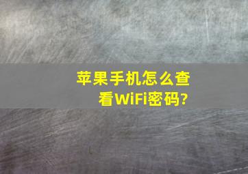 苹果手机怎么查看WiFi密码?