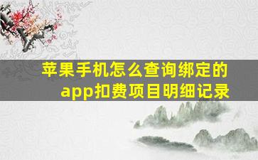 苹果手机怎么查询绑定的app扣费项目明细记录